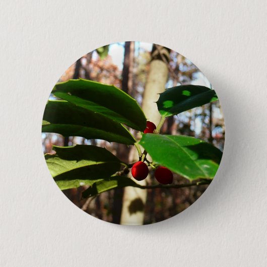 Badge Rond 5 Cm Holly Leaves (Devant)