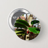 Badge Rond 5 Cm Holly Leaves (Devant & derrière)