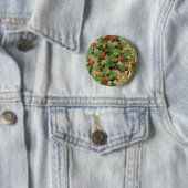 Badge Rond 5 Cm Holly Tree Noël Vintage (En situation)