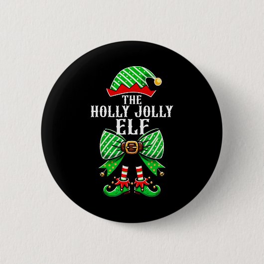 Badge Rond 5 Cm Holly Xmas Jolly Elf Coquette Bow (Devant)