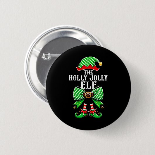 Badge Rond 5 Cm Holly Xmas Jolly Elf Coquette Bow (Devant & derrière)