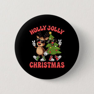 Badge Rond 5 Cm Holly Xmas Jolly Funny Christmas Tree mignonne Rei