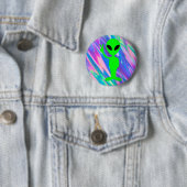 Badge Rond 5 Cm Hologramme alien (En situation)