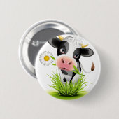 Badge Rond 5 Cm Holstein cow en gris (Devant & derrière)