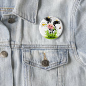 Badge Rond 5 Cm Holstein cow en gris (En situation)