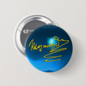 Badge Rond 5 Cm HOMAGE À MOZART, saphir bleu (Devant & derrière)