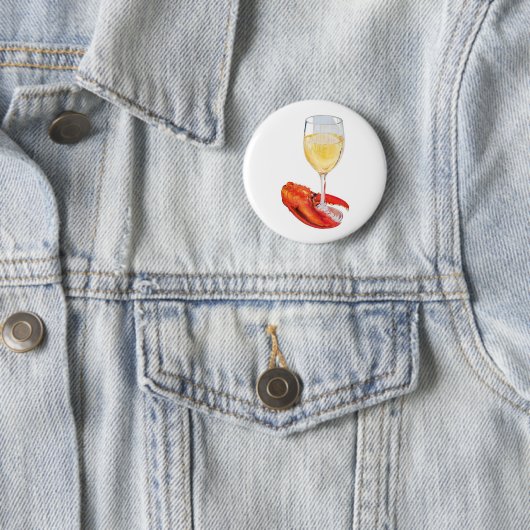 Badge Rond 5 Cm Homard et vin (En situation)