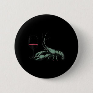 Badge Rond 5 Cm Homard et vin buvant du vin amateur de fruits de m