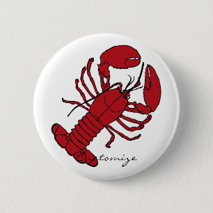 Badge Rond 5 Cm Homard rouge Thunder_Cove du Maine