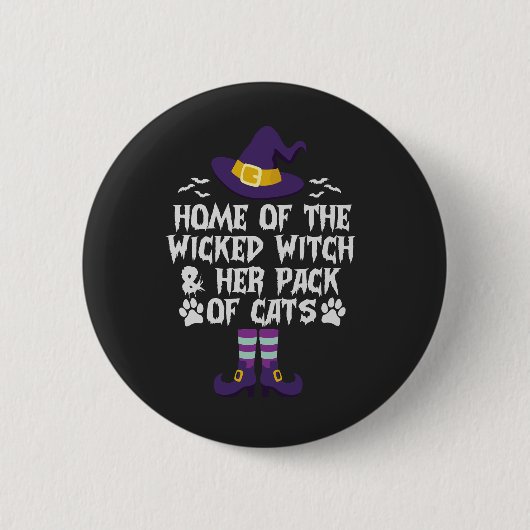 Badge Rond 5 Cm Home Of The Wicked Witch & Her Pack of Cats Funny (Devant)
