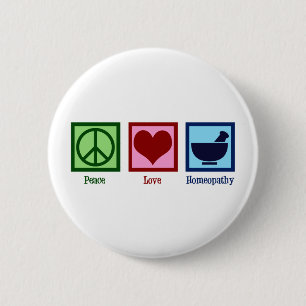 Badge Rond 5 Cm Homéopath Peace Love Homéopathie