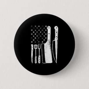 Badge Rond 5 Cm Homme bbq drapeau américain patriotique quatrième