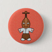 Badge Rond 5 Cm Homme biwa japonais | Musical amusant Yokai (Devant)