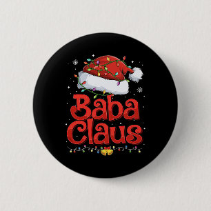Badge Rond 5 Cm Homme Cool Claus avec chapeau de Père Noël Lumière