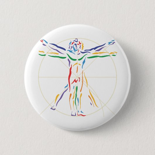 Badge Rond 5 Cm Homme d'anatomie DaVinci en Chakra (Devant)