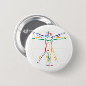 Badge Rond 5 Cm Homme d'anatomie DaVinci en Chakra (Devant & derrière)