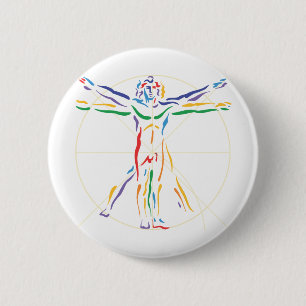 Badge Rond 5 Cm Homme d'anatomie DaVinci en Chakra