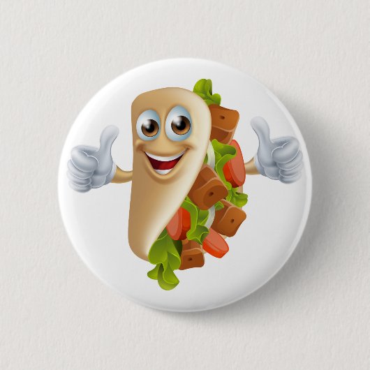 Badge Rond 5 Cm Homme de chiche-kebab de bande dessinée (Devant)