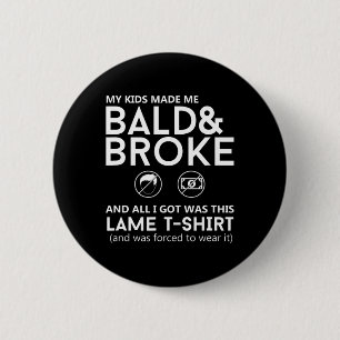 Badge Rond 5 Cm Homme drôle tête chauve et chemise déchirée homme