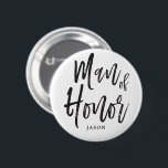 Badge Rond 5 Cm Homme du mariage fait sur commande de style de<br><div class="desc">Ce n'est pas votre domestique d'honneur. Mais, votre homme d'honneur. Ayez-le pour se tenir prêt votre côté votre jour spécial de mariage avec ce bouton unique. Il comporte les mots "homme de l'honneur" dans un texte élégant de style de manuscrit. Sous ceci est une tache pour son nom ou initiales....</div>
