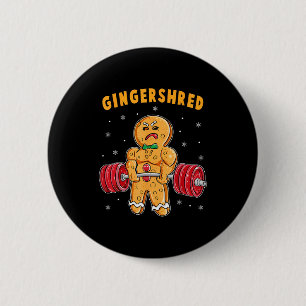 Badge Rond 5 Cm Homme en pain d'épices drôle Gingershred Gym muscu