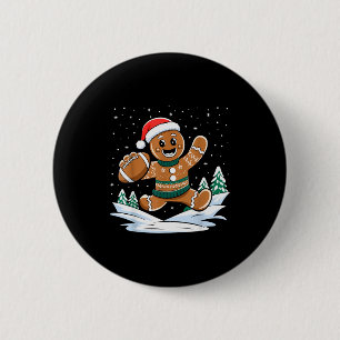 Badge Rond 5 Cm Homme en pain d'épices Football Pyjama de Noël lai