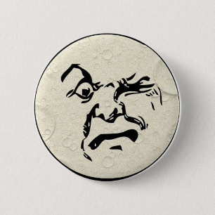 Badge Rond 5 Cm Homme fâché dans le visage de lune