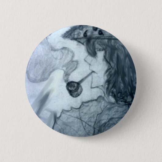 Badge Rond 5 Cm homme fumer pipe manga anime (Devant)