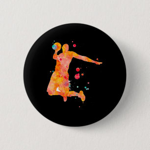 Badge Rond 5 Cm Homme Joueur de basket-ball aquarelle peinture
