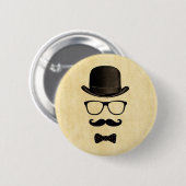Badge Rond 5 Cm Homme Moustache (Devant & derrière)