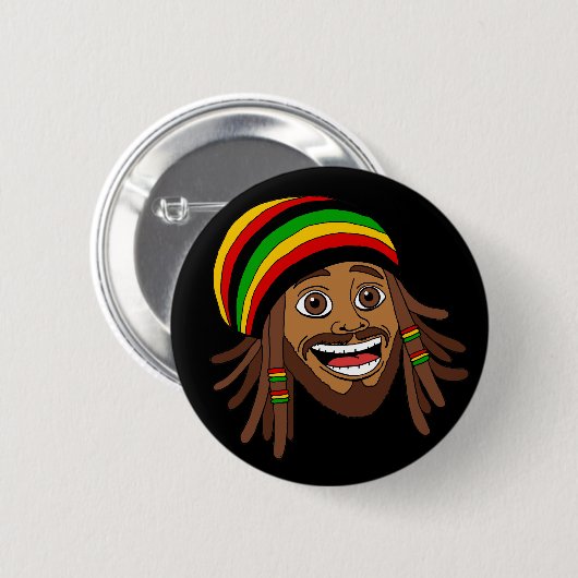 Badge Rond 5 Cm Homme Rasta beau (Devant & derrière)