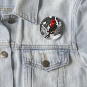 Badge Rond 5 Cm Homme Scarlet Tanager (En situation)