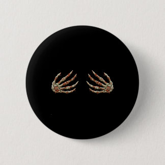 Badge Rond 5 Cm Homme Skeleton Mains Femmes - Halloween Rock Éffra