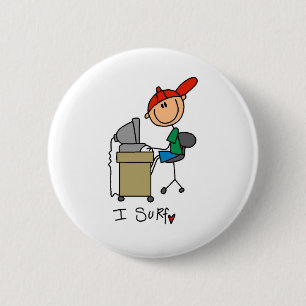 Badge Rond 5 Cm Homme Stick Figure Navigateur Web