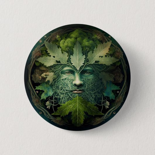 Badge Rond 5 Cm Homme vert Mandala Imaginaire Art (Devant)