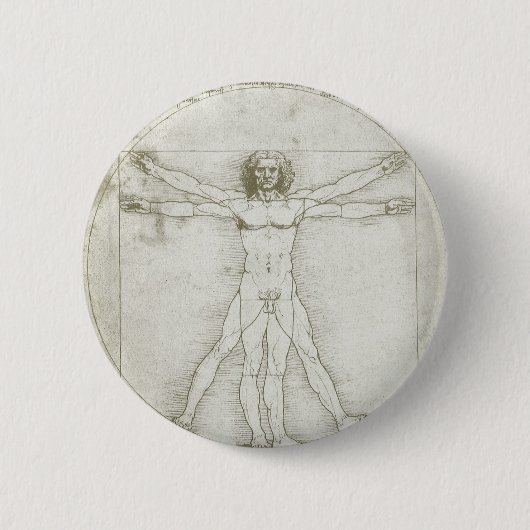 Badge Rond 5 Cm Homme vitruvien par Leonardo da Vinci (Devant)