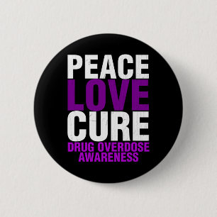 Badge Rond 5 Cm Hommes Conscience de la surdose de drogue Paix Amo