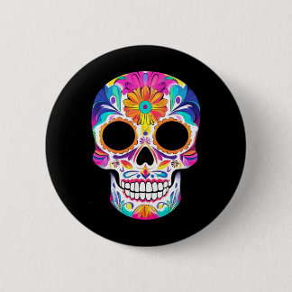 Badge Rond 5 Cm Hommes Dia De Los Muertos Crâne de Sucre Cinco De