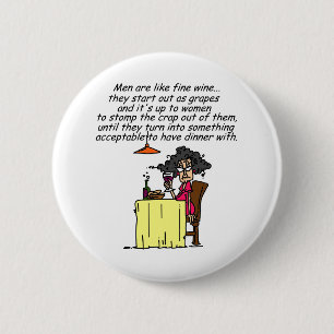 Badge Rond 5 Cm Hommes et FIne Humour de vin