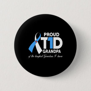 Badge Rond 5 Cm Hommes Fiers T1D Grand-Père De Grand-Fils Diabète