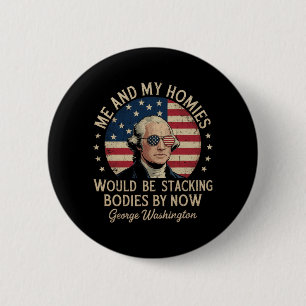 Badge Rond 5 Cm Hommes George Washington 4 juillet Patriotique