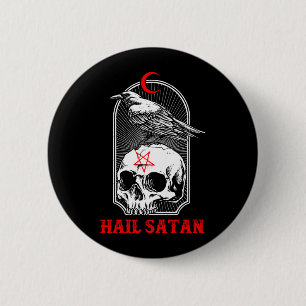 Badge Rond 5 Cm Hommes Satan Satanique Crâne Agenceth Gouvernement