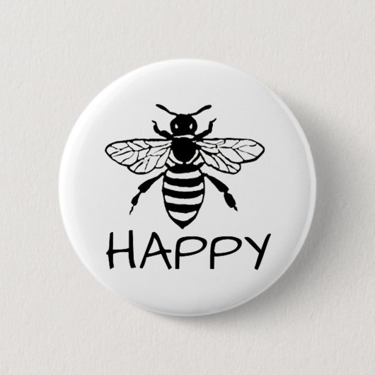 Badge Rond 5 Cm Honey Bee/ Be Happy (Devant)