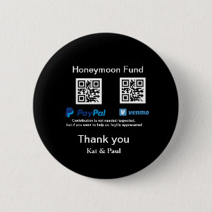 Badge Rond 5 Cm Honeymoon Fund PayPal Venmo QR code Merci