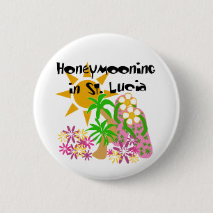 Badge Rond 5 Cm Honeymooning au St Lucia