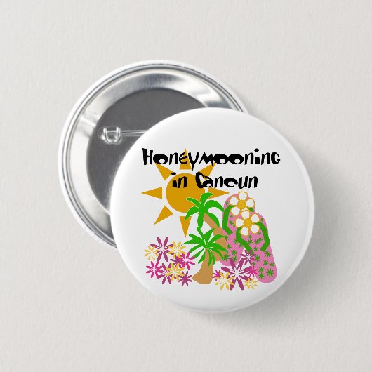 Badge Rond 5 Cm Honeymooning dans Cancun (Devant & derrière)