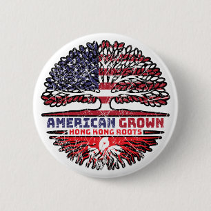 Badge Rond 5 Cm Hong Kong US American USA United States Tree Roots