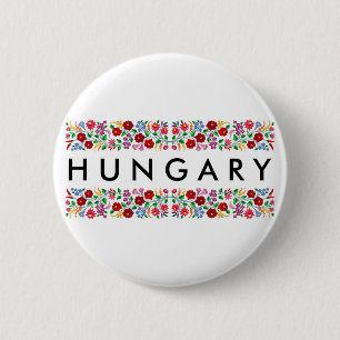 Badge Rond 5 Cm hongrie nom du symbole du pays texte motif folklor