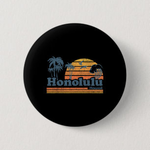 Badge Rond 5 Cm Honolulu Hawaï Plage Vintage Surf 70s Rétro Ha