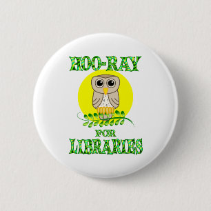 Badge Rond 5 Cm Hoo-Rayon pour des bibliothèques